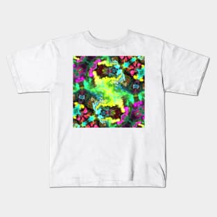 Psychedelic Hippie Square Green Pink and Purple Kids T-Shirt